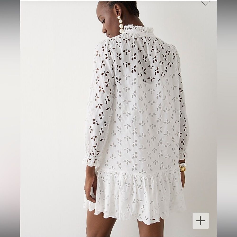 J. Crew Ruffleneck mini dress in eyelet* - Picture 2 of 6